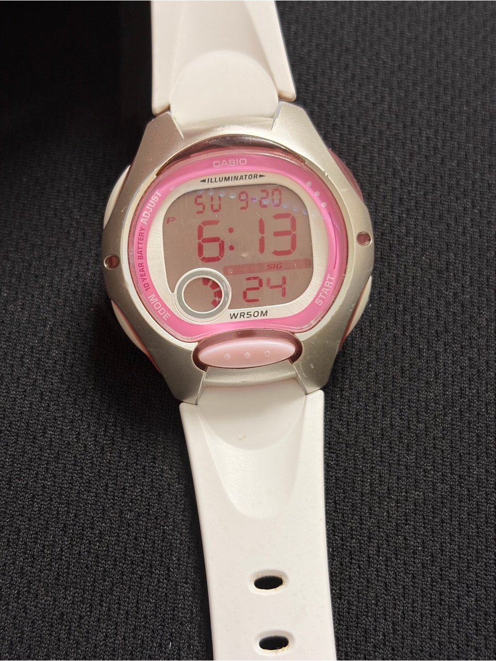 Casio Digital Sports Watch - White and Pink Accents